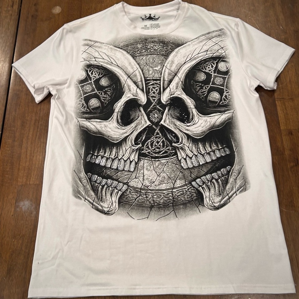 Head White Skull Graphic Short Sleeve Tee